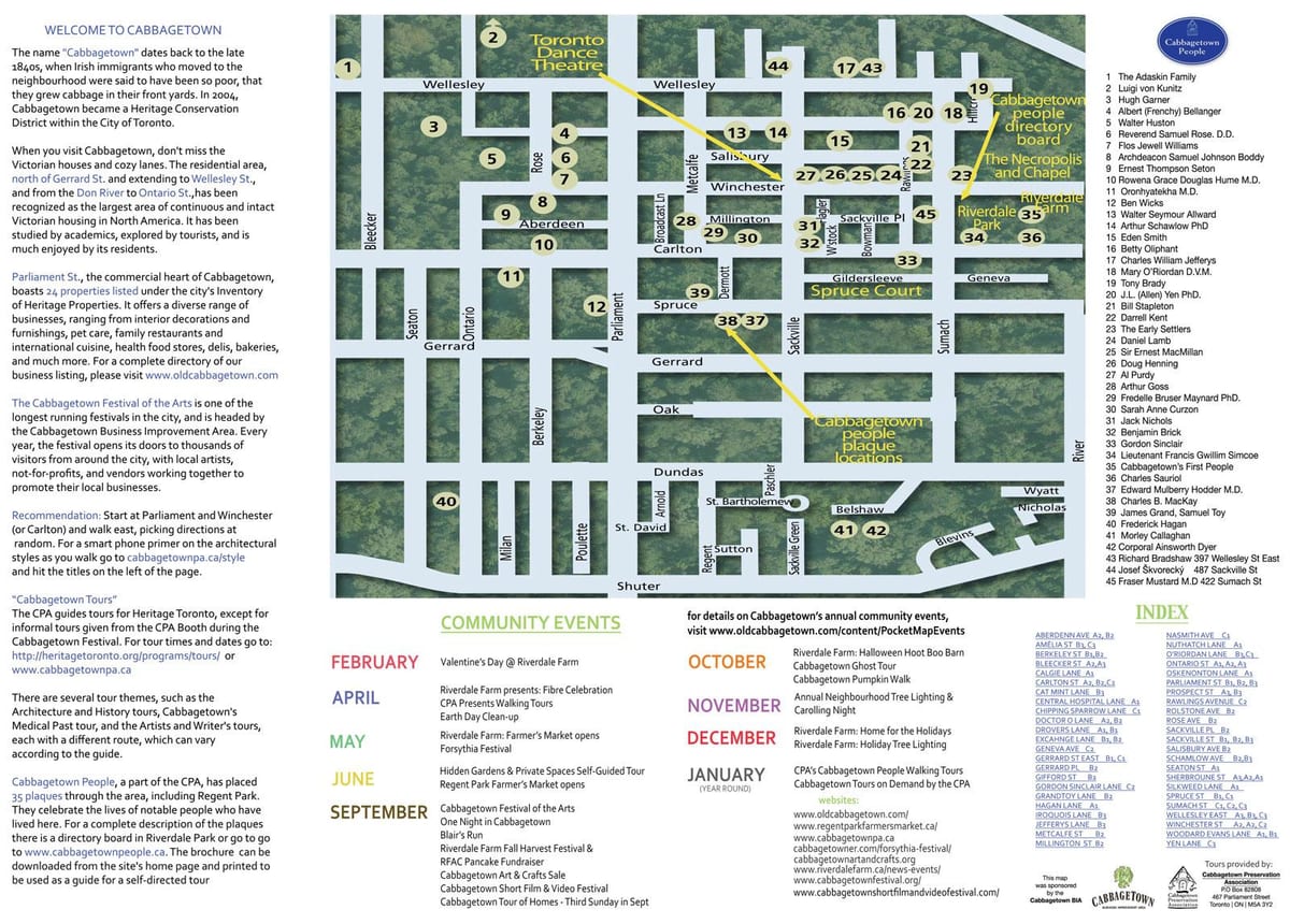 Карта подій Cabbagetown Торонто
