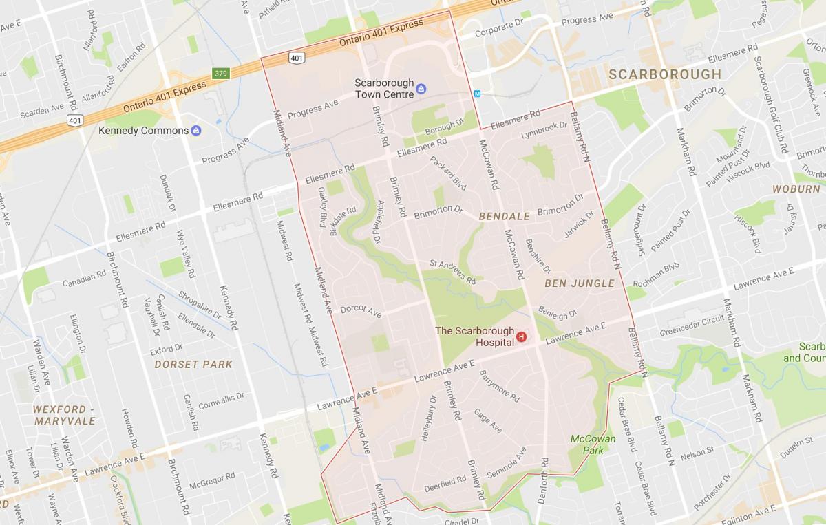 Карта Bendale районі Торонто