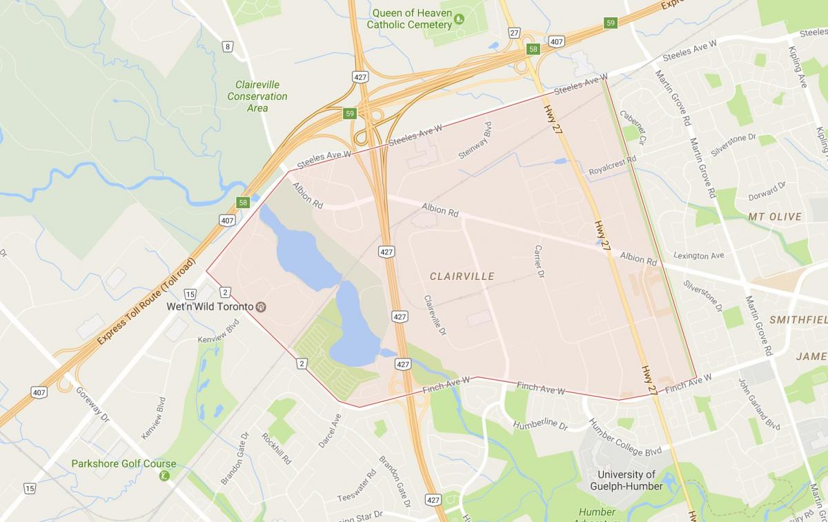 Карта Clairville районі Торонто