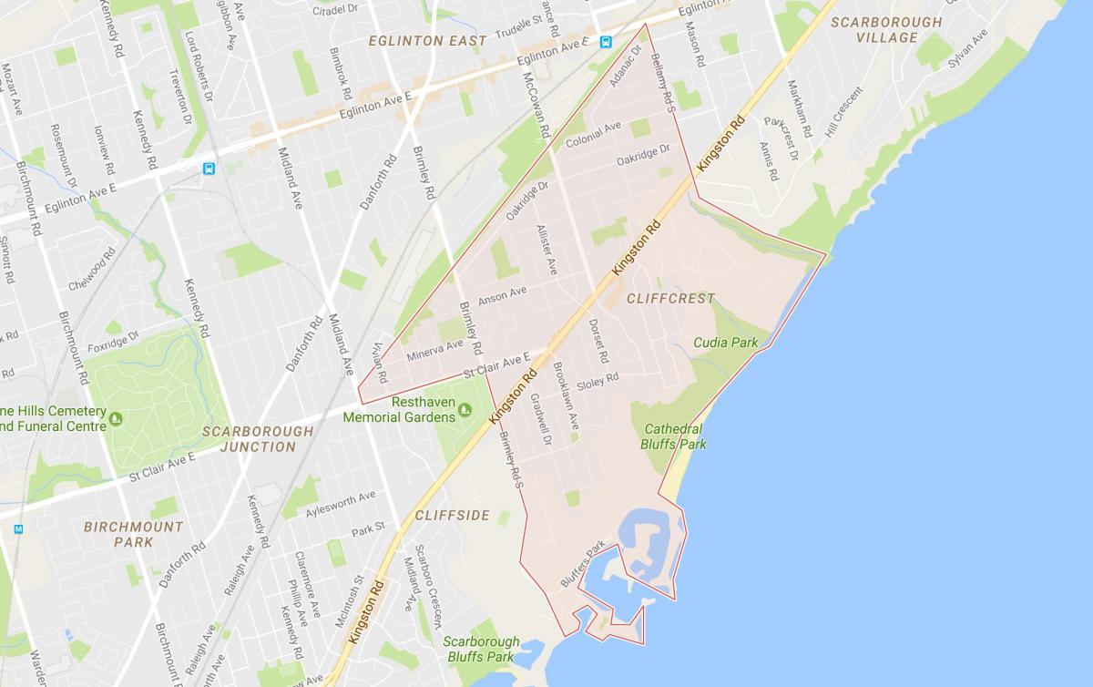 Карта Cliffcrest районі Торонто