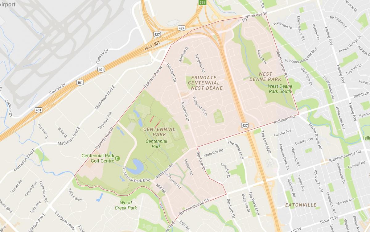 Карта Eringate районі Торонто