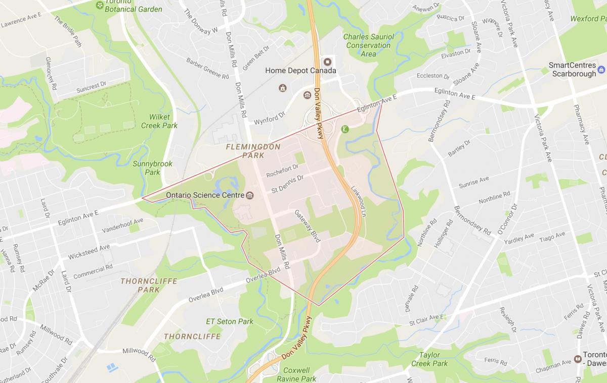 Карта Flemingdon Park в районі Торонто