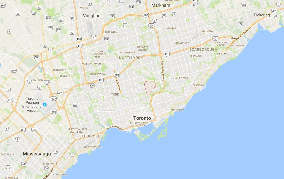 Карта Leaside район Торонто