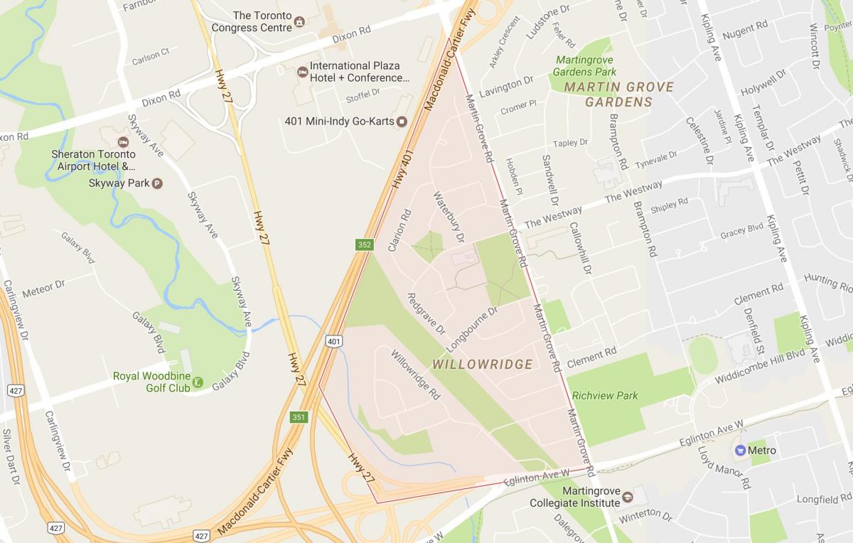 Карта Willowridge районі Торонто