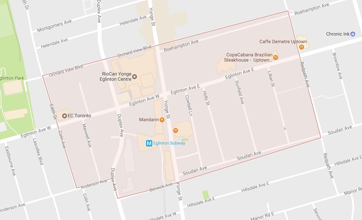 Карта yonge і eglinton районі Торонто