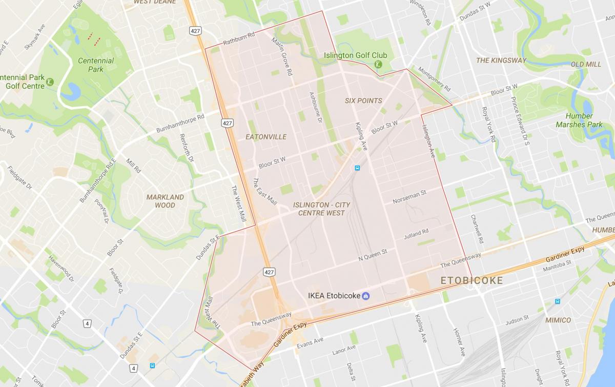 Карта Іслінгтон-центрі Західного району Торонто