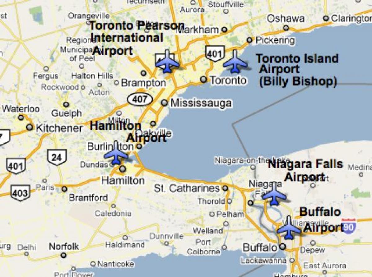 Карта аеропорти поряд з Торонто
