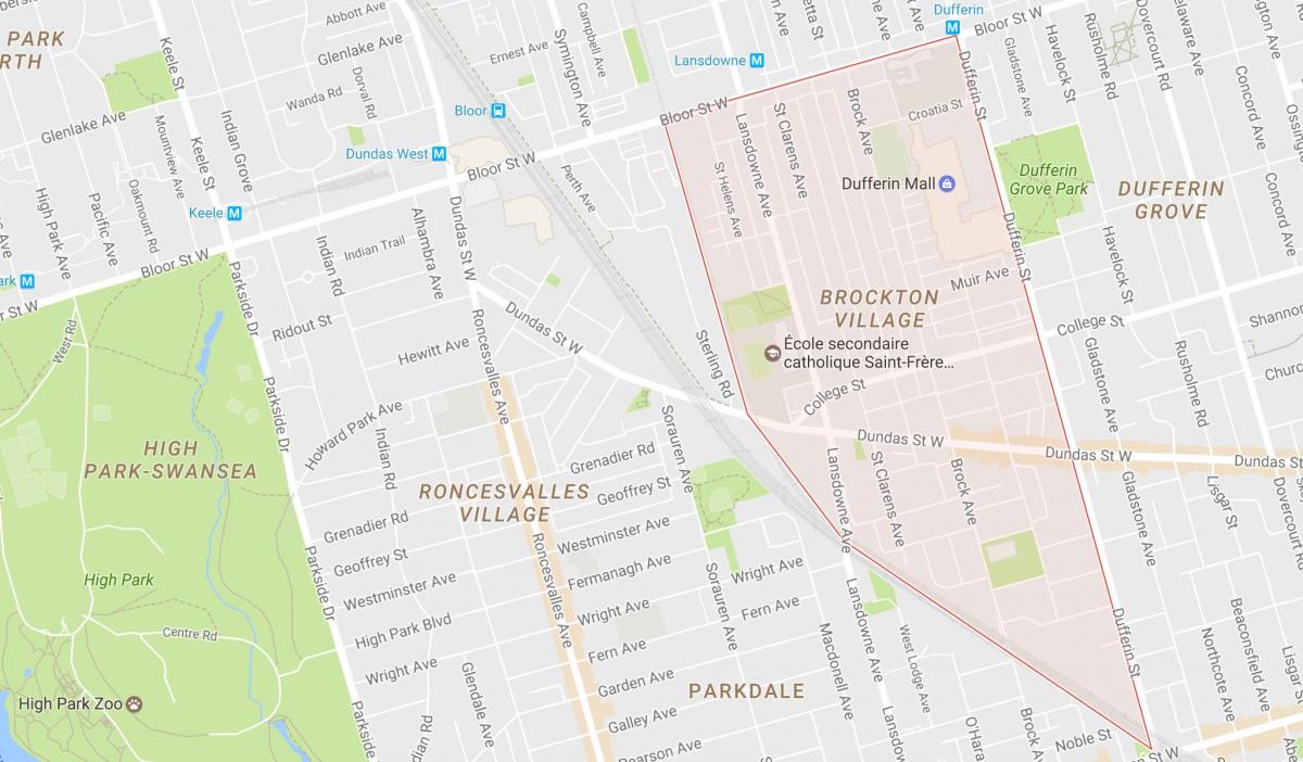 Карта Броктон Віллідж районі Торонто