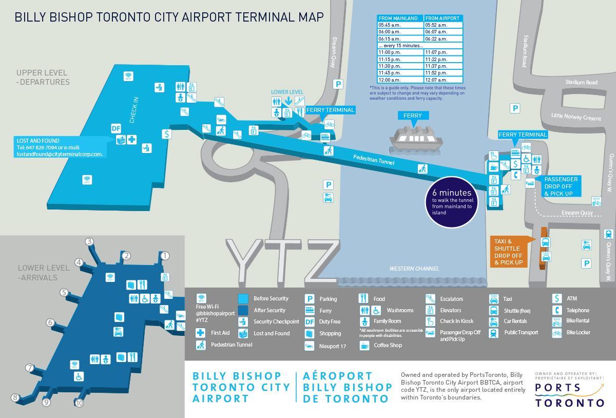Карта аеропорт Біллі Бішоп Торонто Сіті 