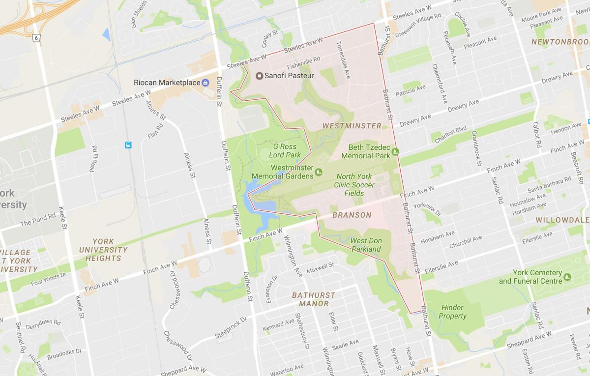 Карта Вестмінстер–Бренсон районі Торонто