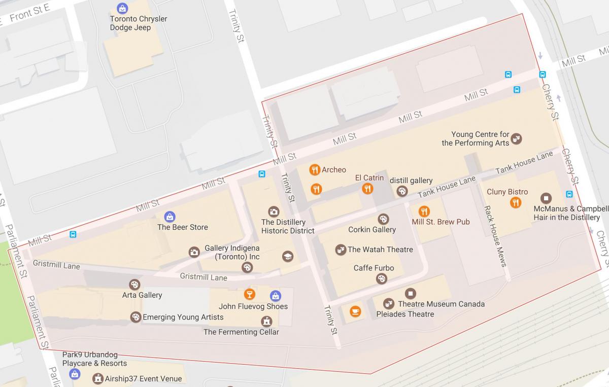 Карта Винокурні район районі Торонто