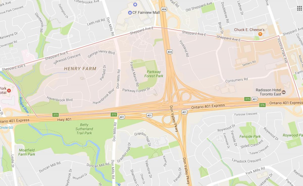 Карта Генрі Ферма районі Торонто