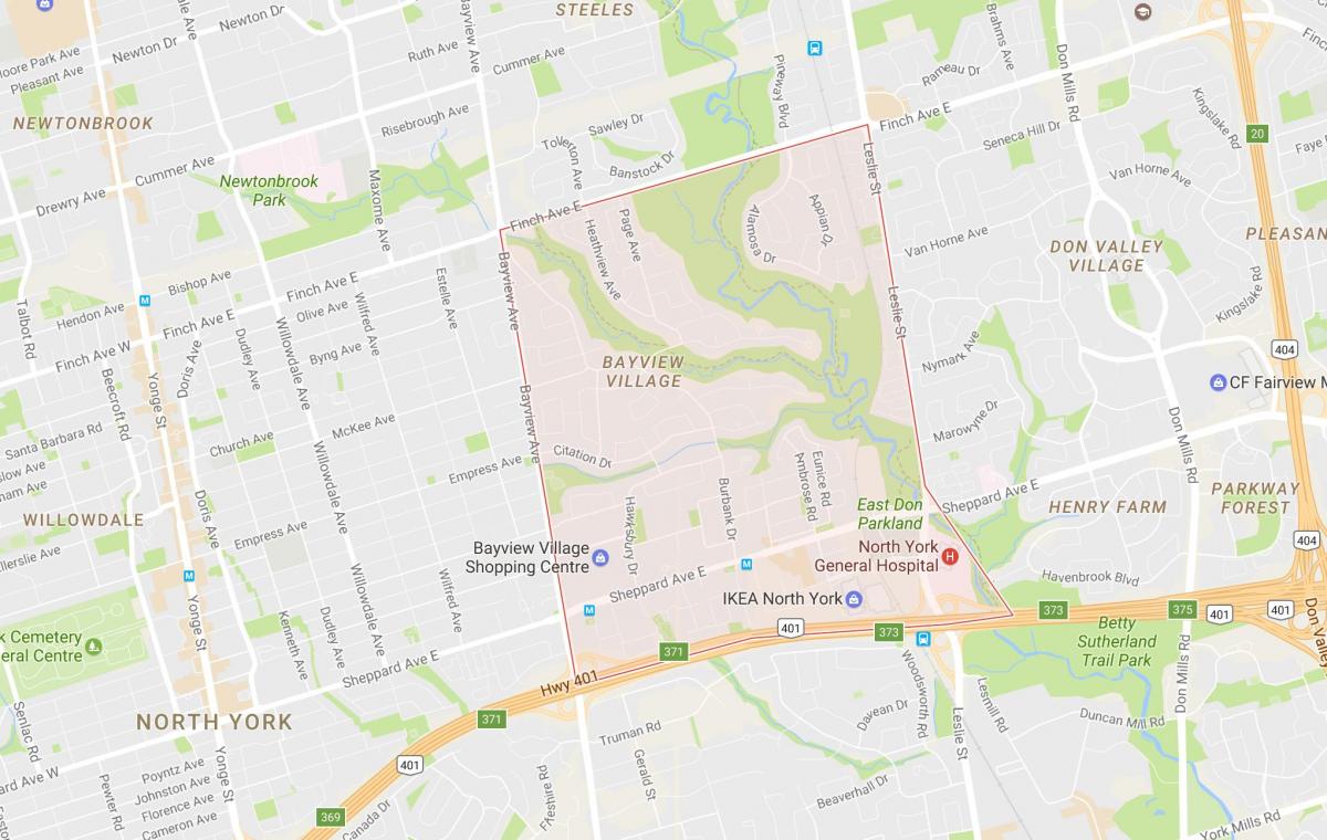 Карта Бэйвью селі районі Торонто