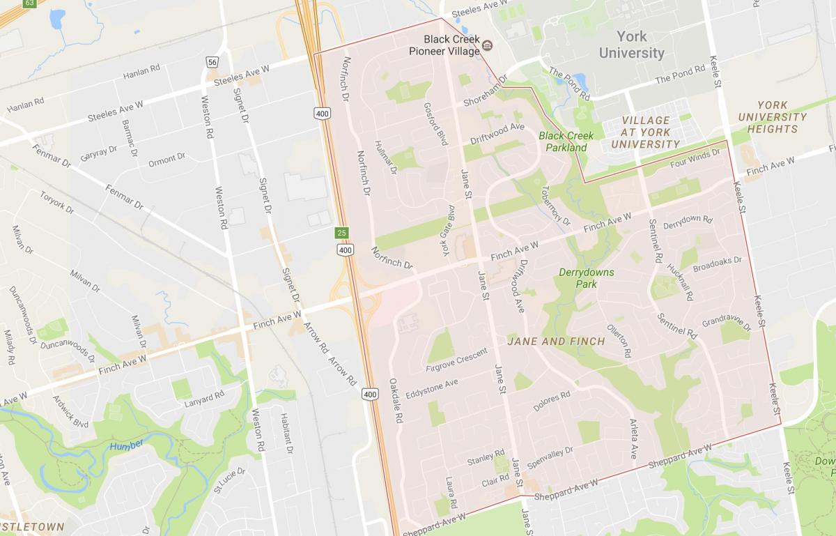 Карта Джейн і Фінч районі Торонто