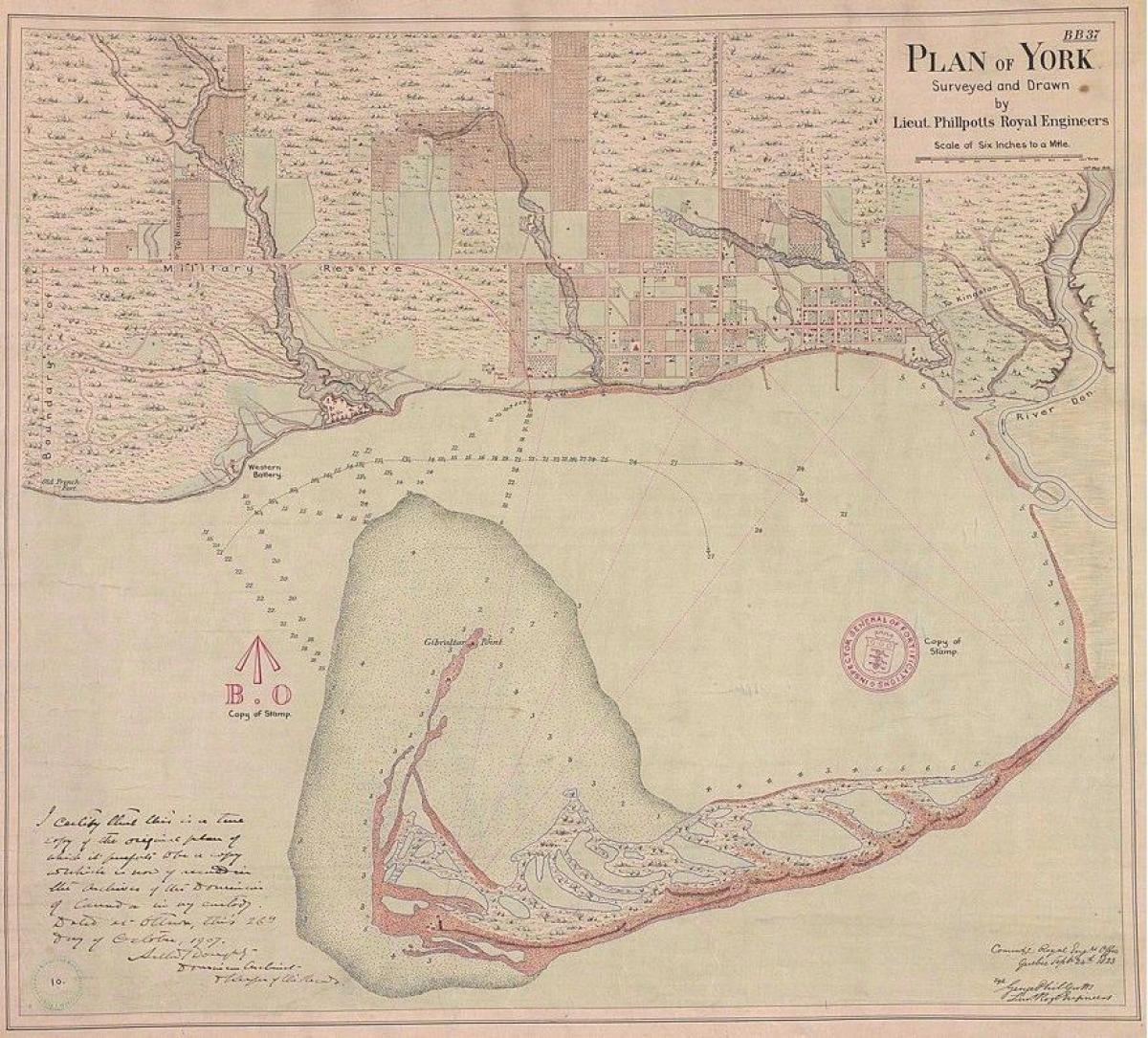 Карта землі-Йорк Торонто 1787-1884