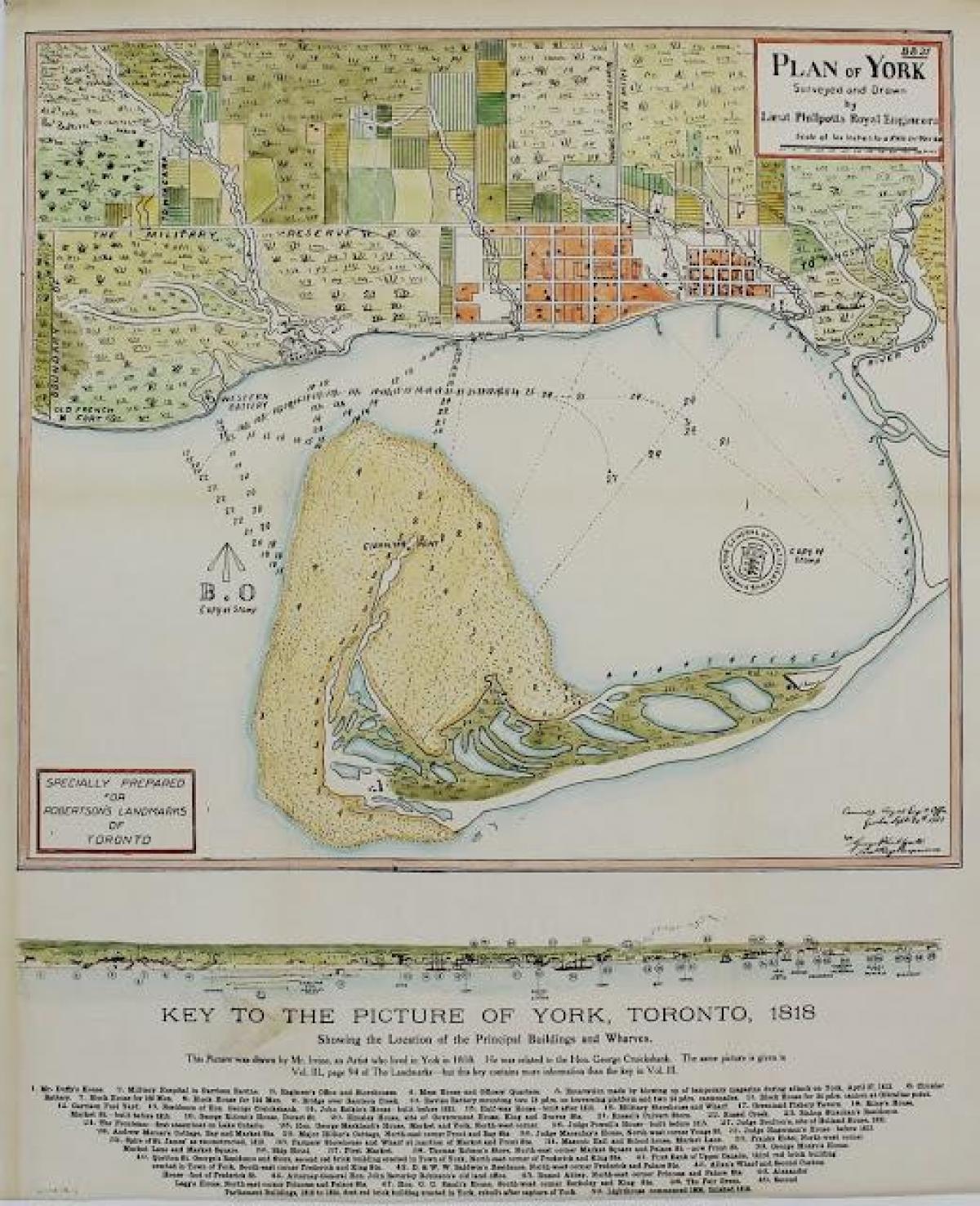 Карта Йорк Торонто 1787-1884 мультяшною версії
