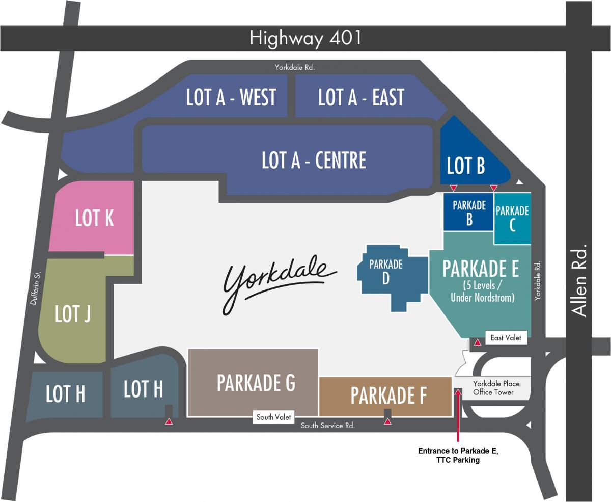 Карта торгового центру yorkdale парковка