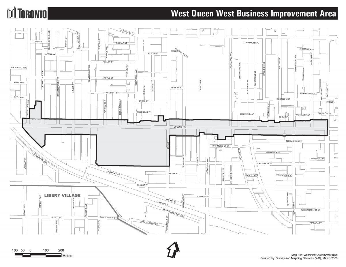 Карта Куїн-стріт Вест в Торонто