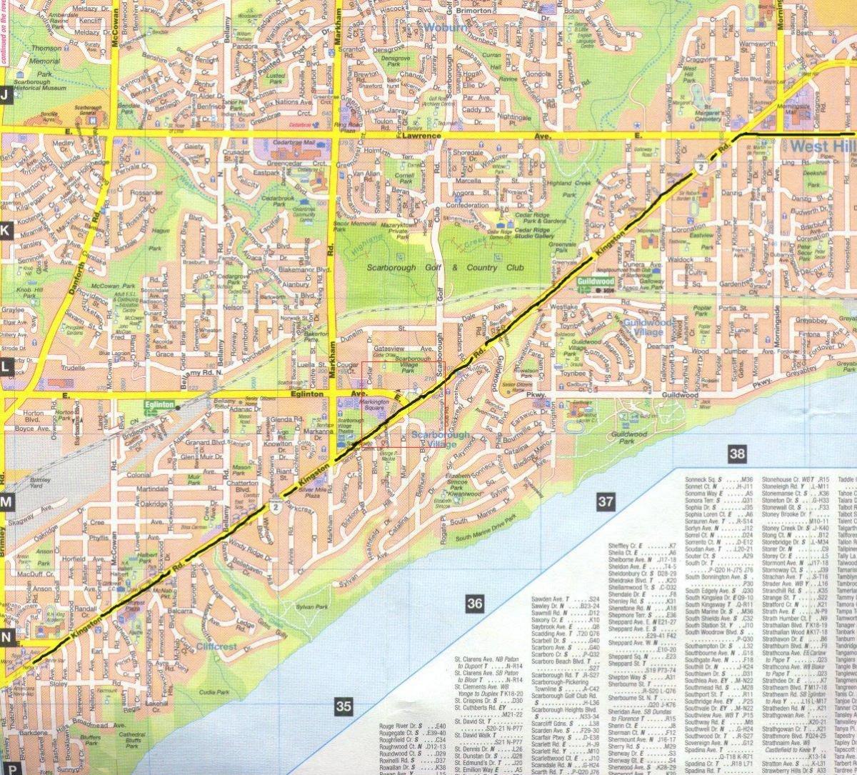 Карта Кінгстон-роуд Торонто