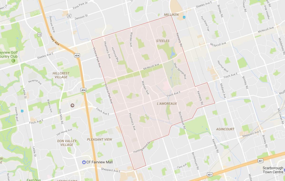 Карта Наповнююча Amoreaux районі Торонто