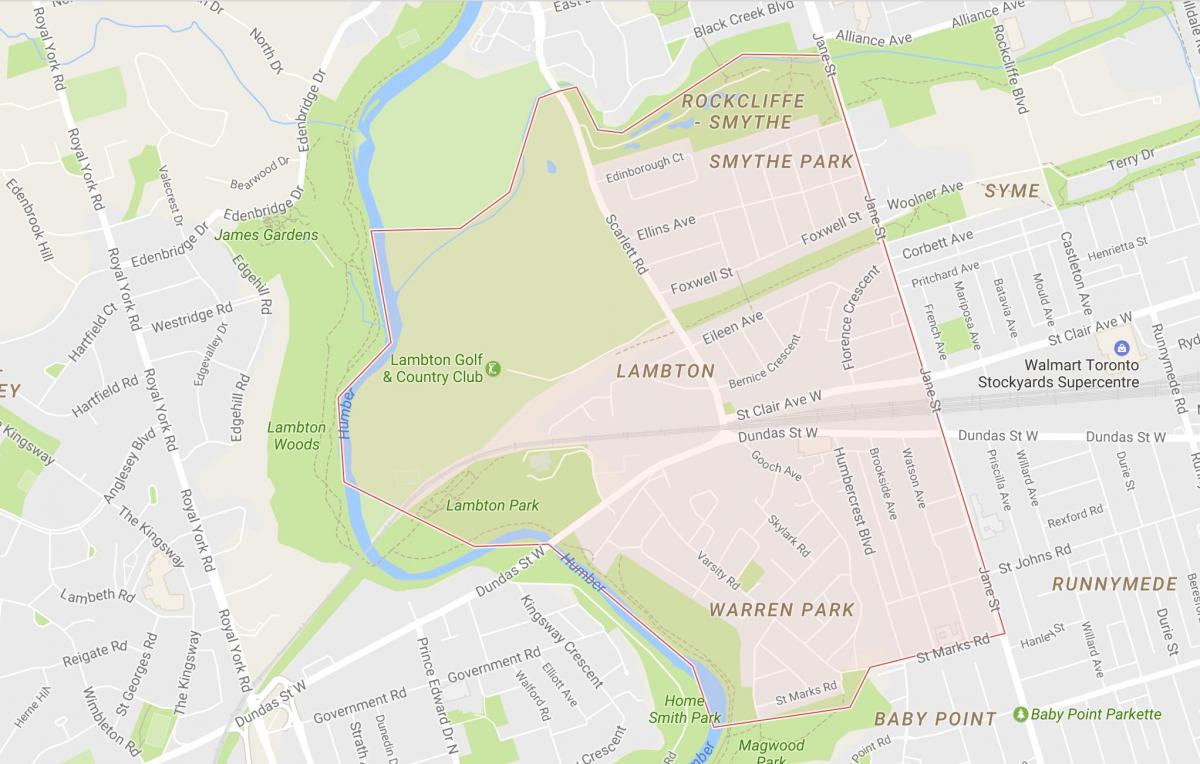 Карта Ламбтон районі Торонто