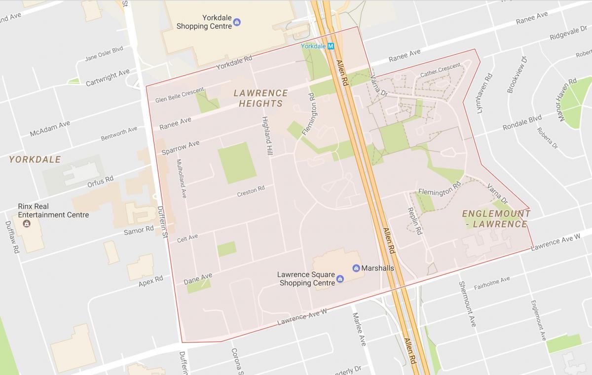 Карта Лоуренс висоти околиці Торонто