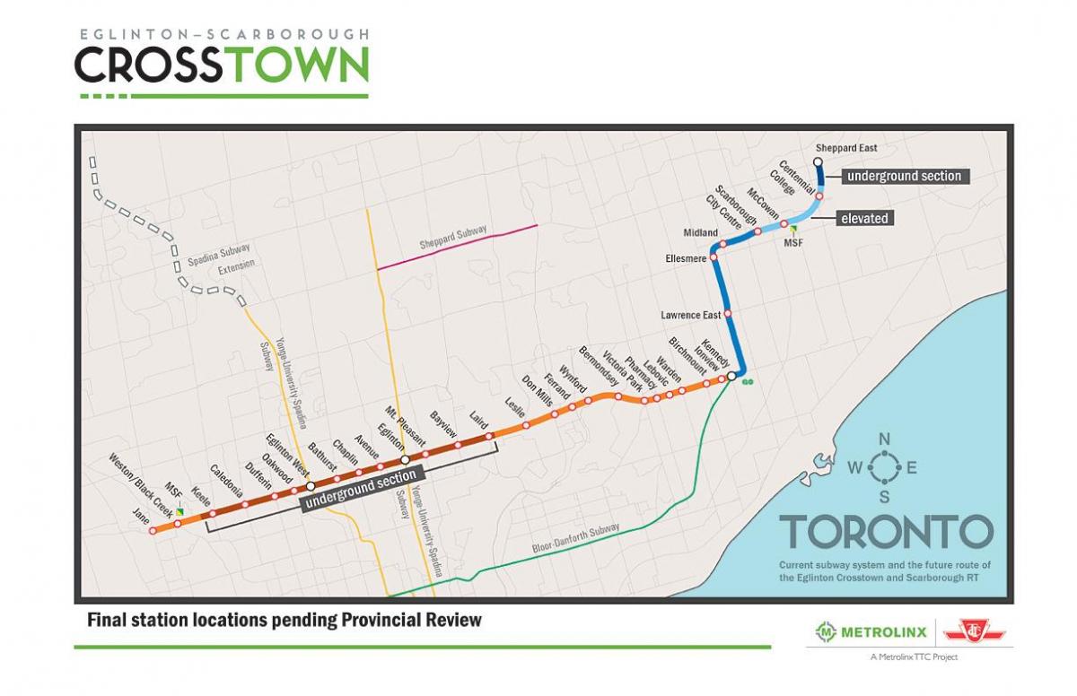 Карта Торонто 5 лінії метро Эглинтон