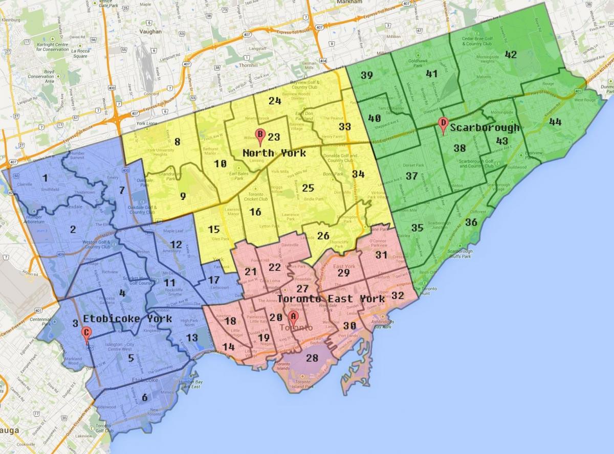 Карта Торонто межі міста