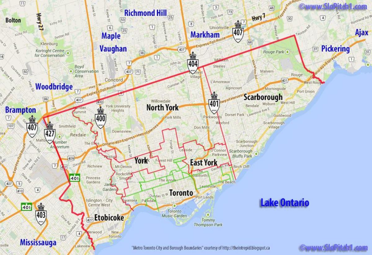 Карта муніципалітетів Торонто