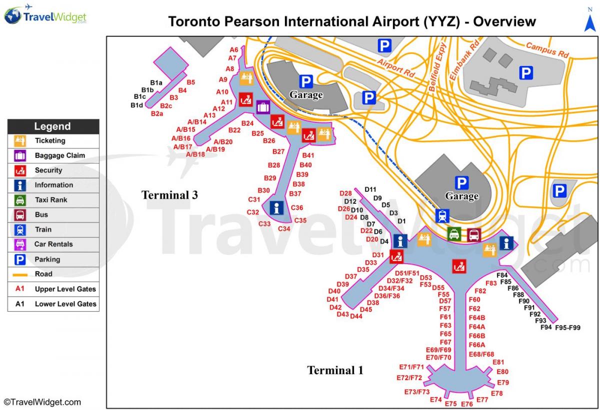 Карта Міжнародний аеропорт Торонто Пірсон 
