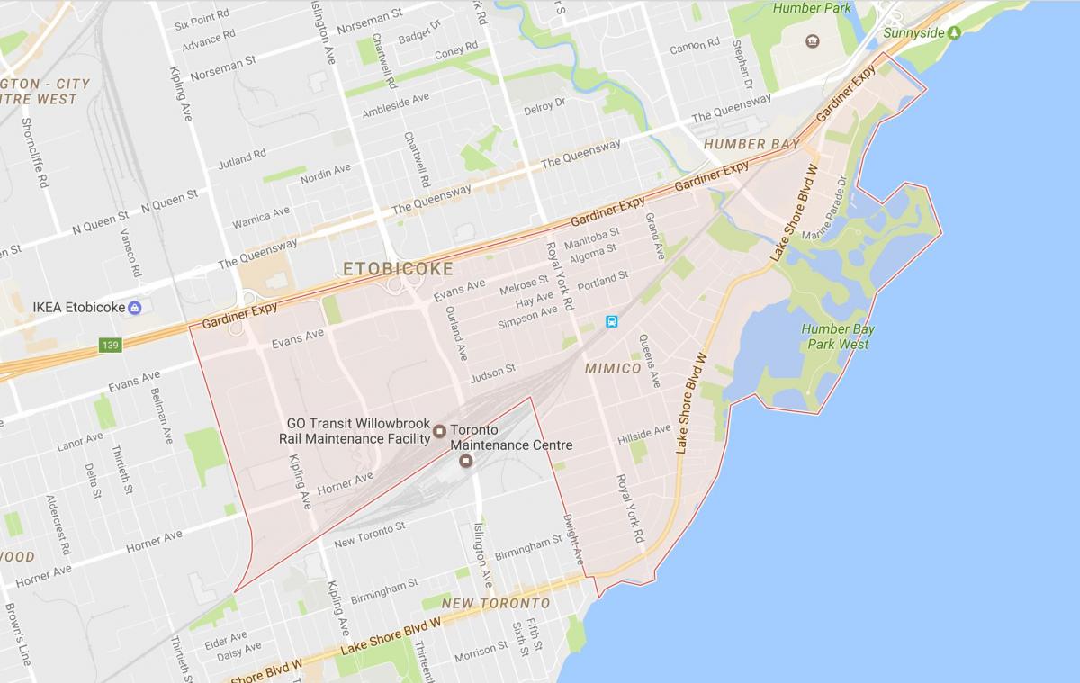 Карта Міміко районі Торонто