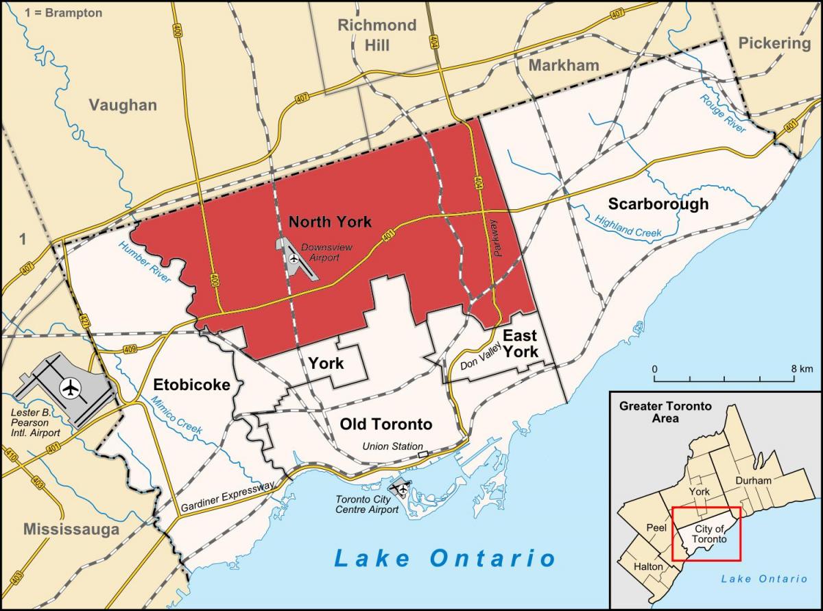 Карта Норт-Йорк-Торонто