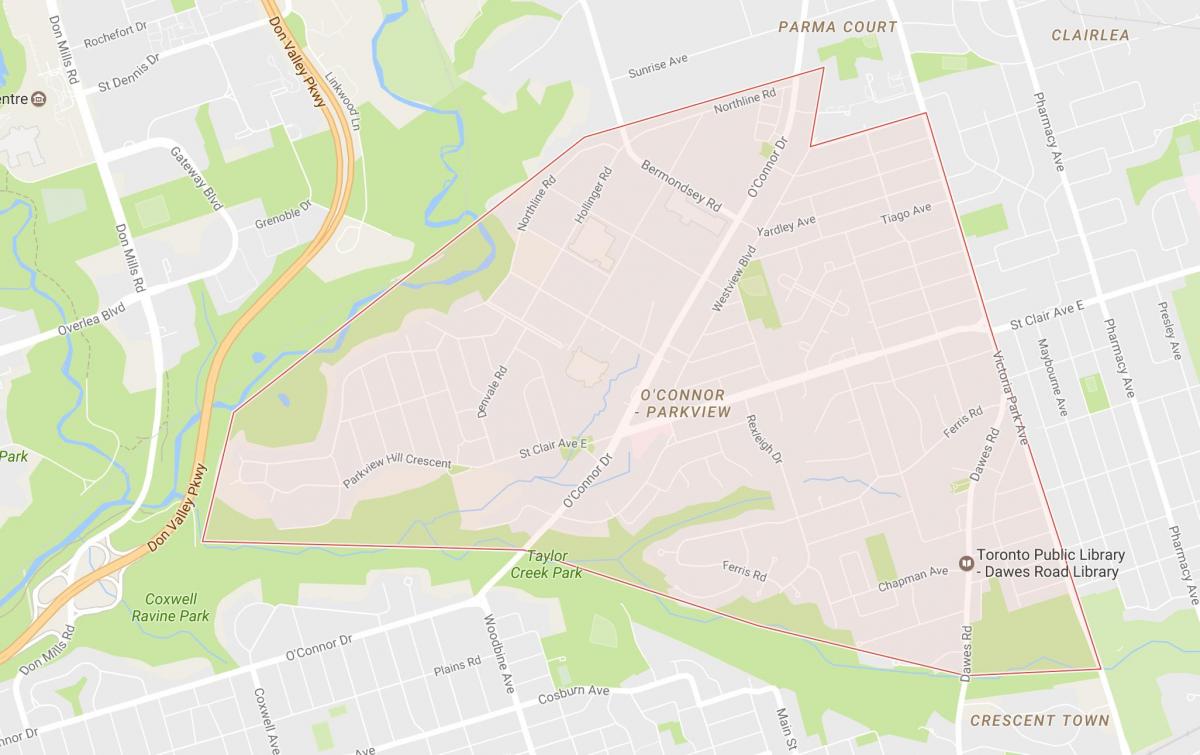Карта О'коннор–Парквью районі Торонто