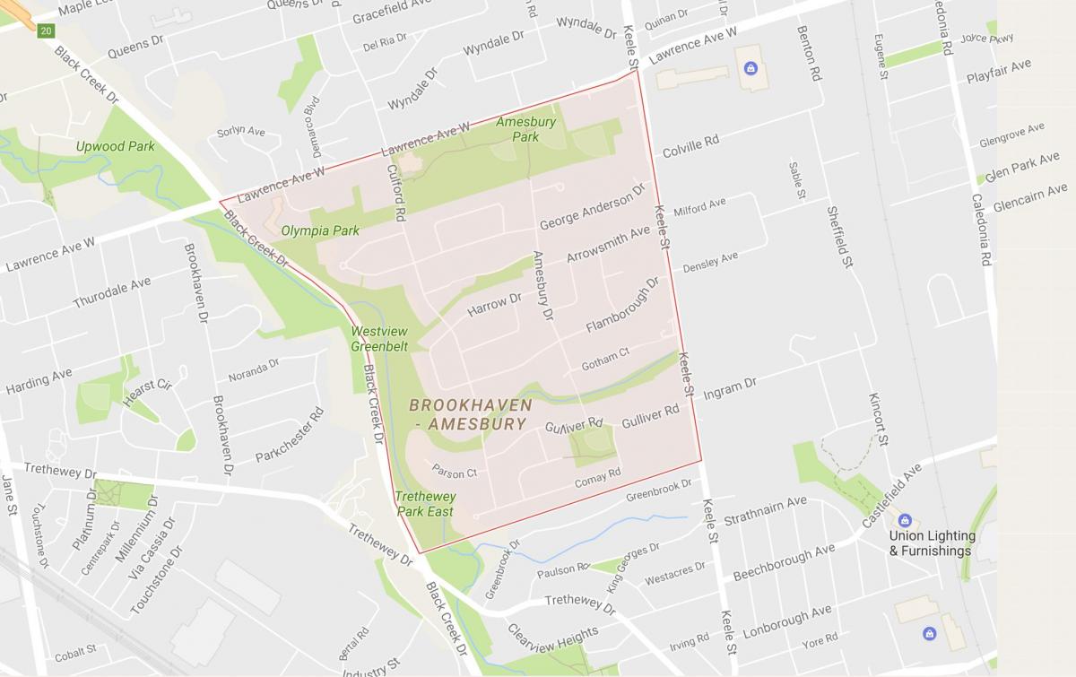 Карта Еймсбері районі Торонто