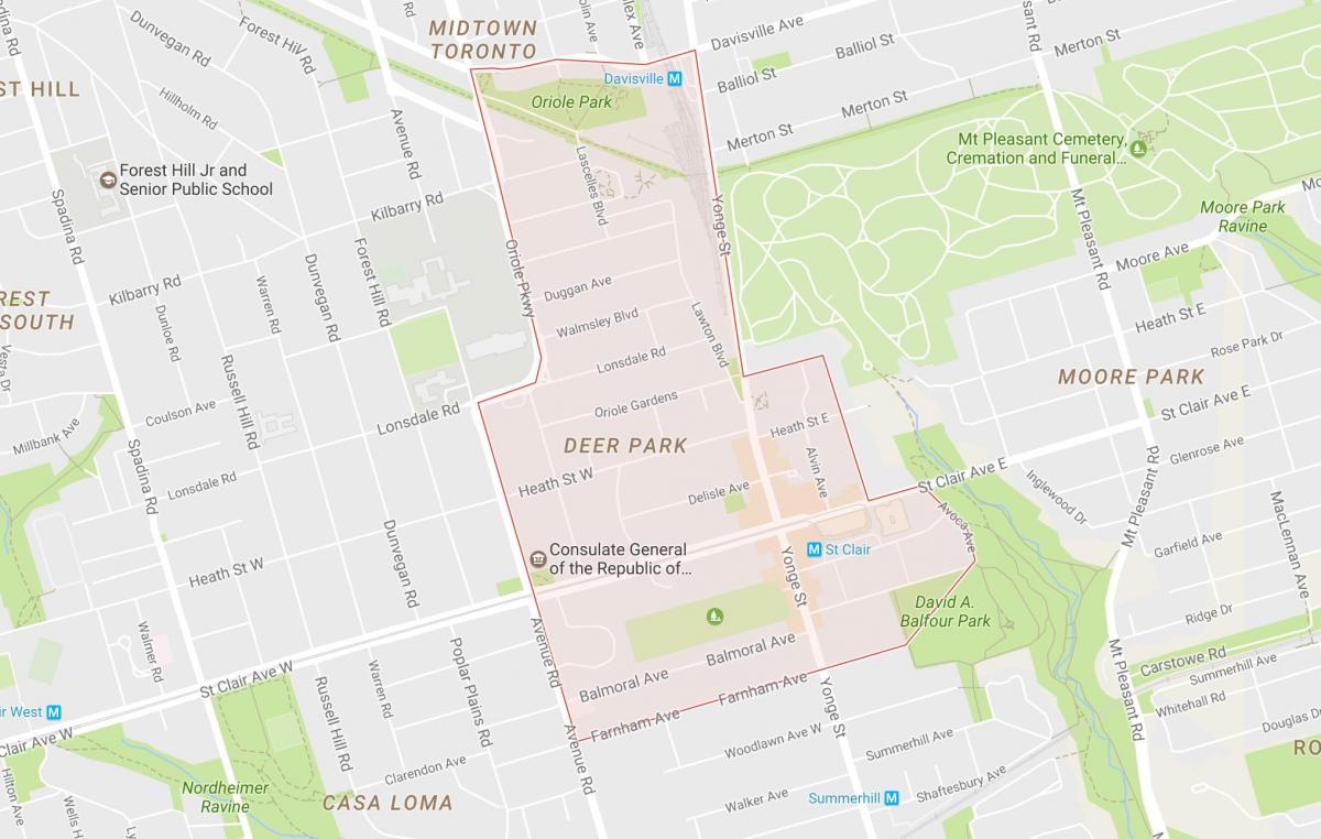 Карта Оленячий Парк Торонто