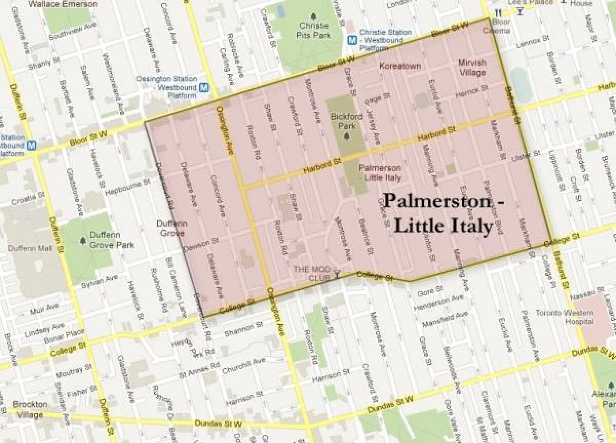 Карта Палмерстон маленька Італія Торонто
