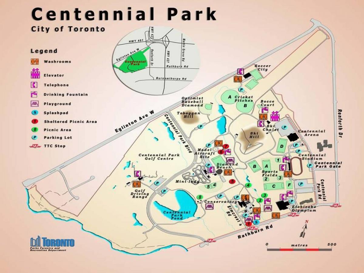 Карта Парк centennial Овочівництво Торонто