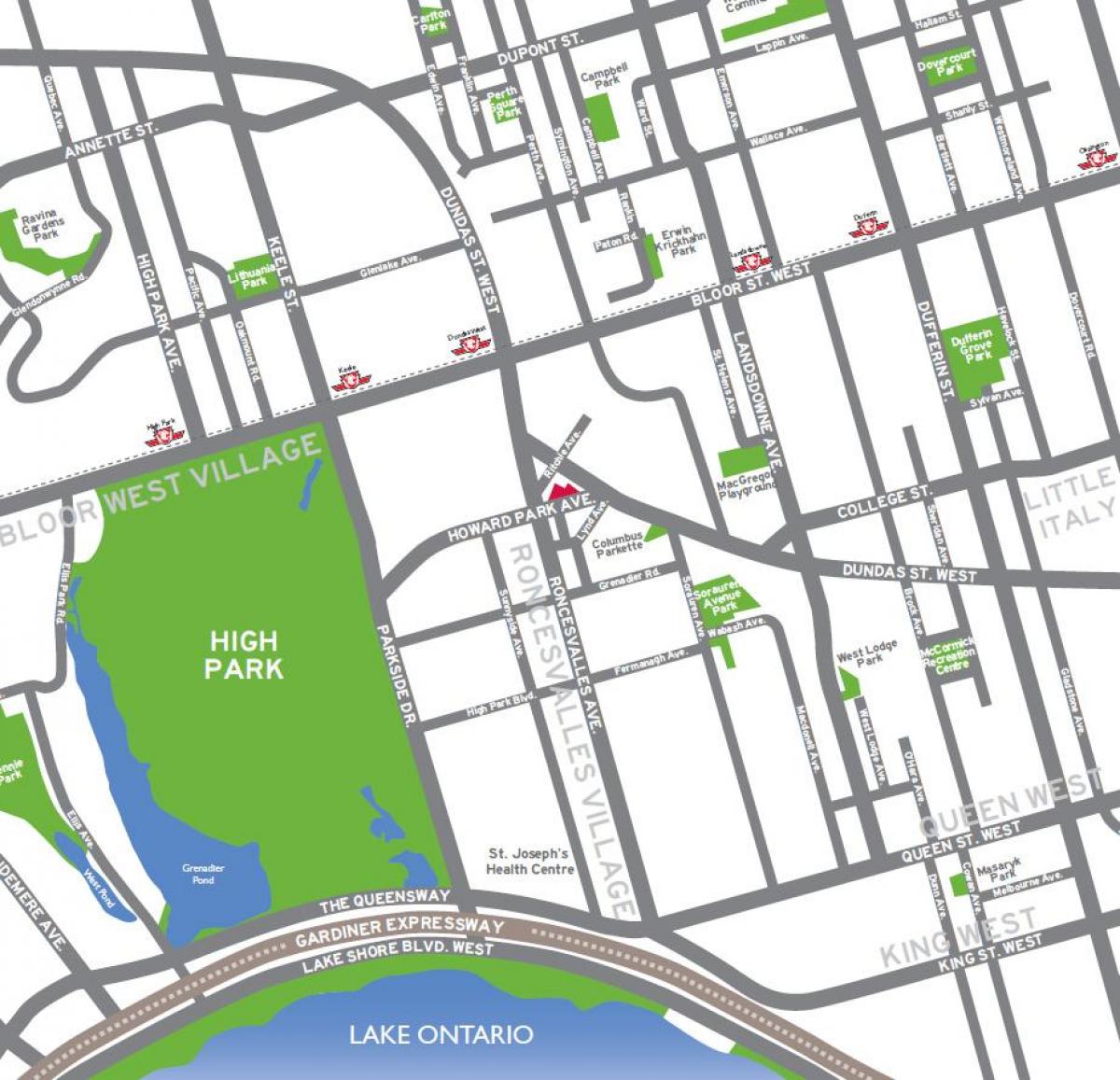 Карта парку високих огляд Торонто 
