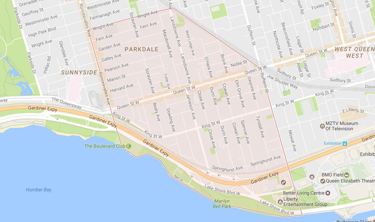 Карта Паркдейл районі Торонто