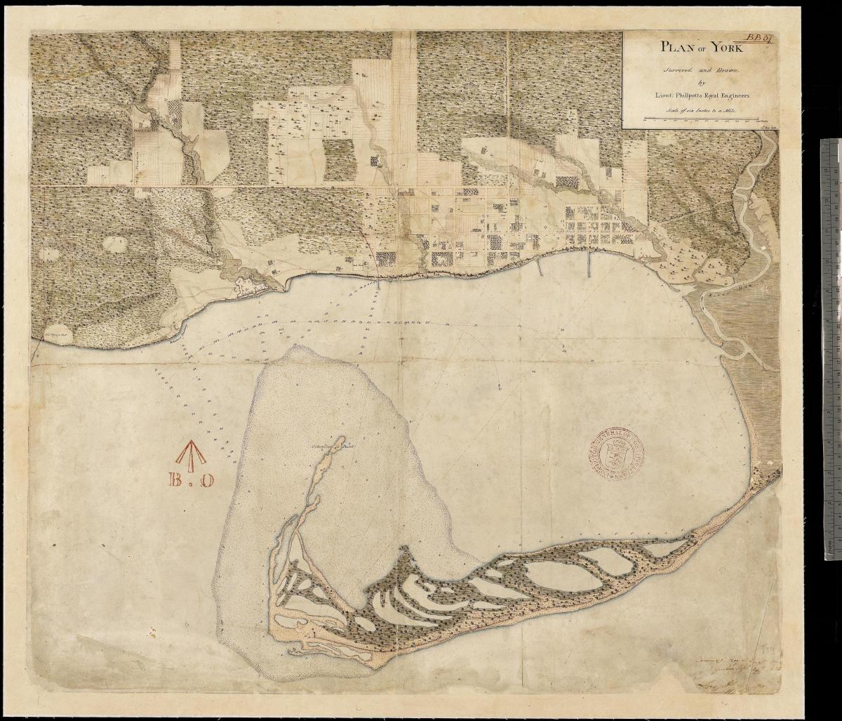 Карта землі в перші століття Йорк Торонто 1787-1884