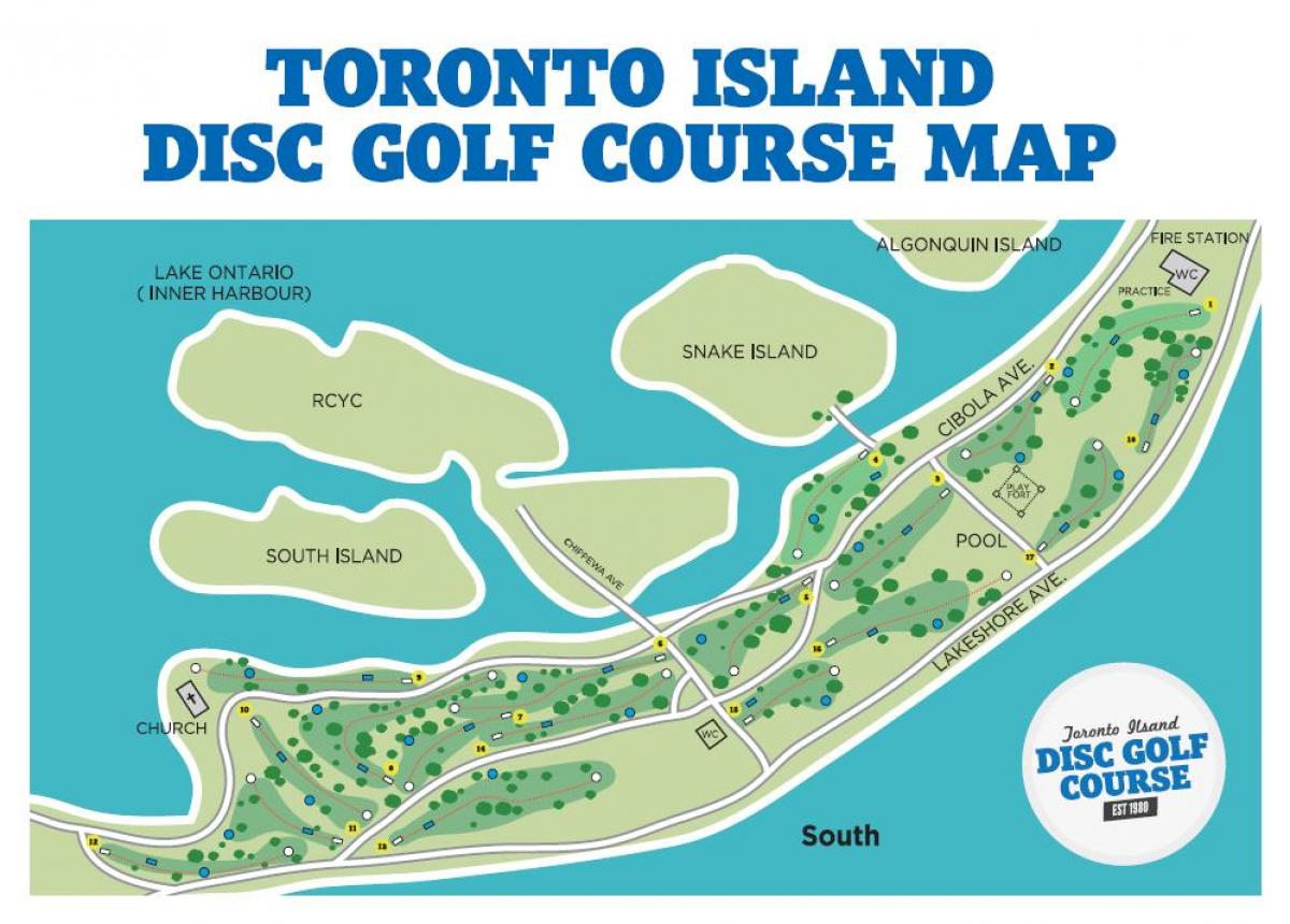Карта Торонто курси гольфу острова Торонто