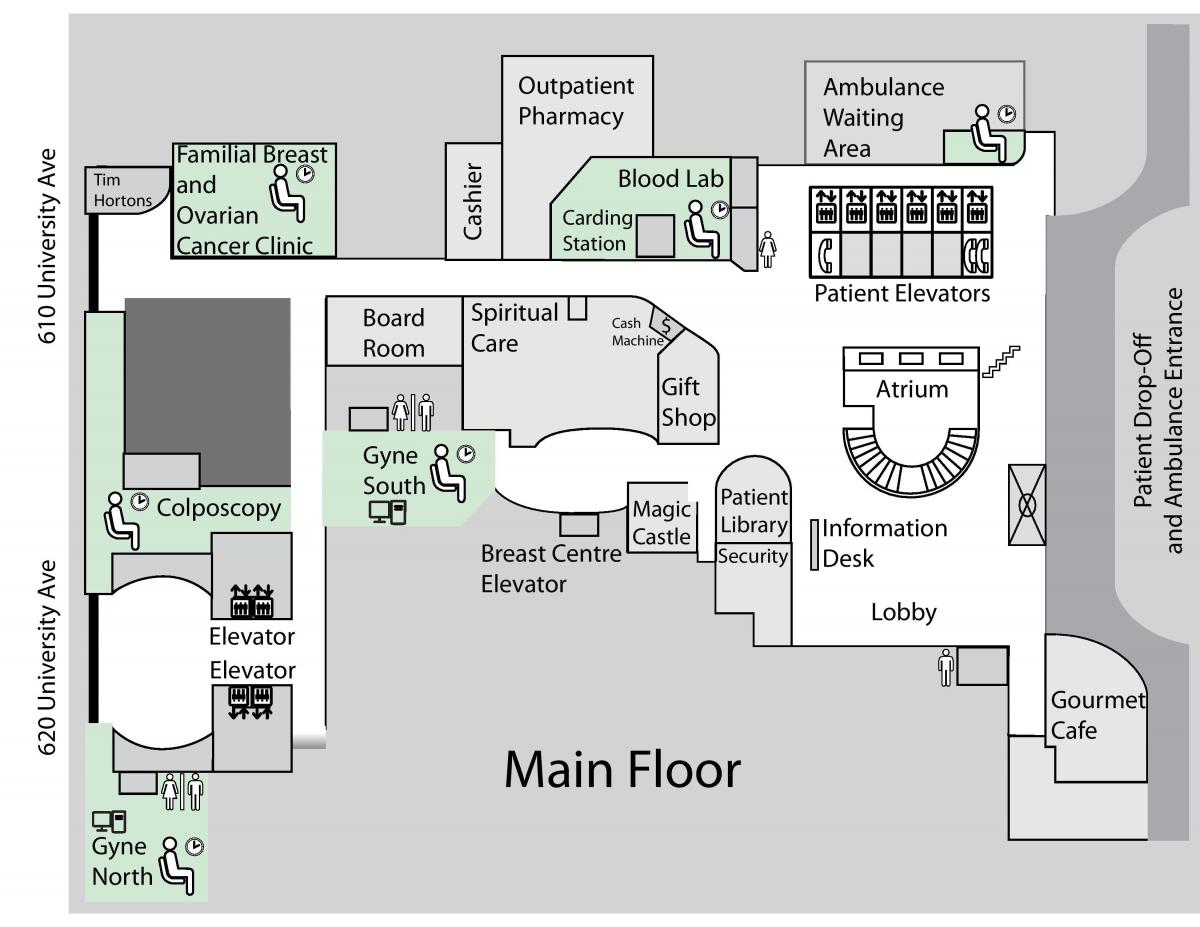 Карта Принцеса Маргарет онкологічний Центр головний підлогу Торонто 