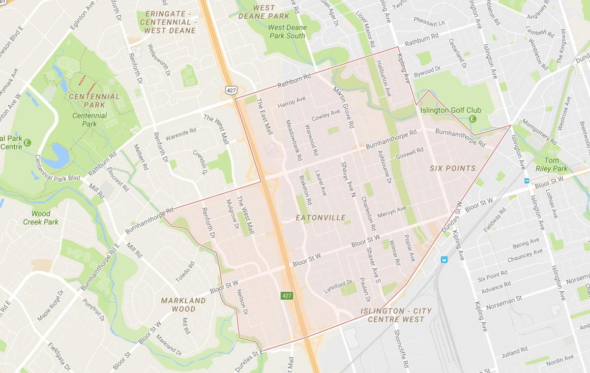 Карта Eatonville районі Торонто