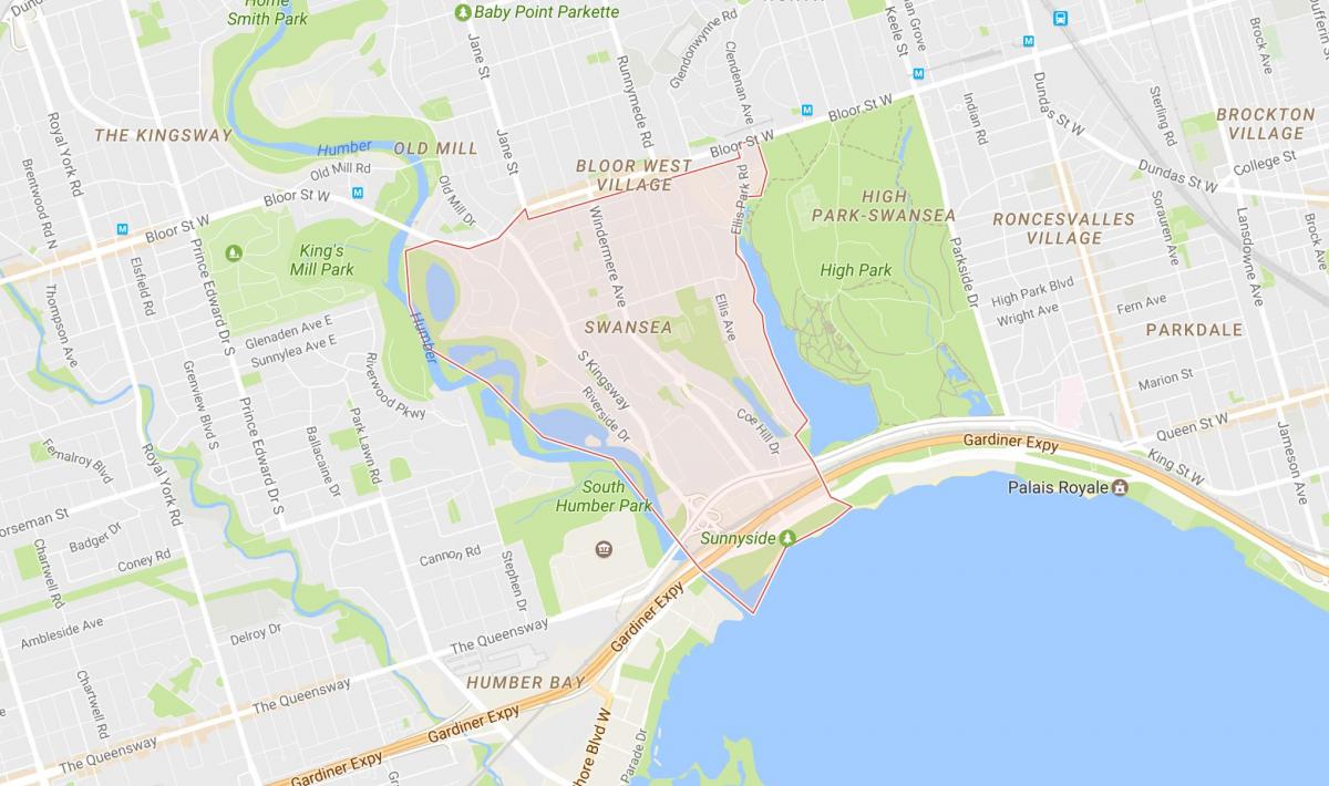 Карта Суонсі районі Торонто