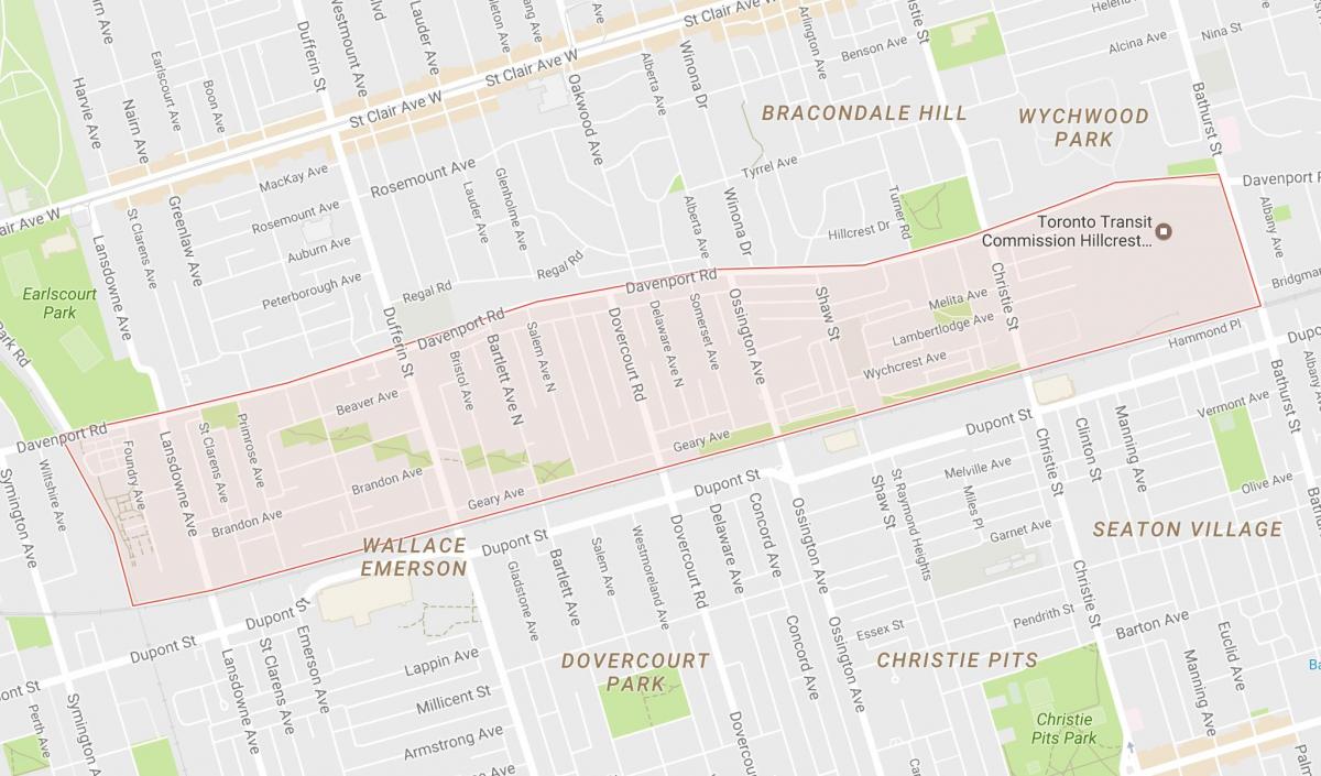 Карта околиць Девенпорт Торонто