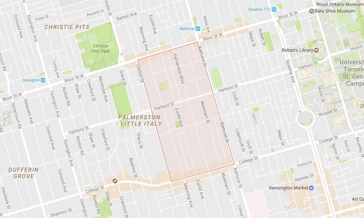 Карта Палмерстон районі Торонто