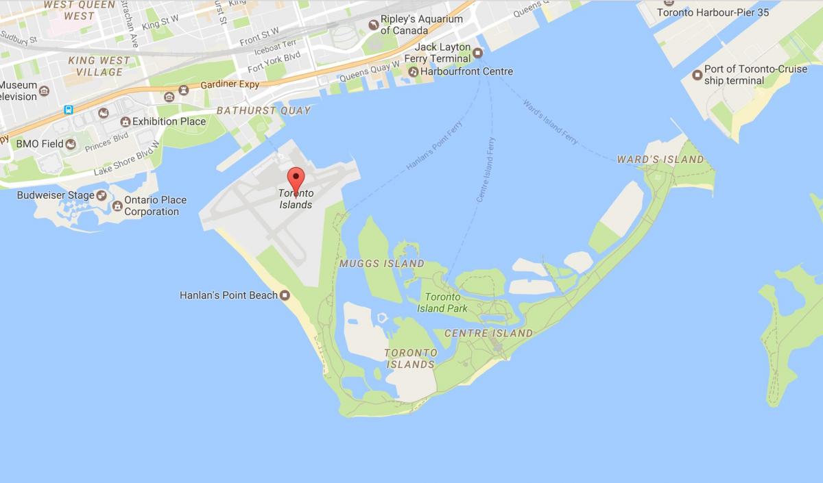 Карта околиць Торонто районі острова Торонто