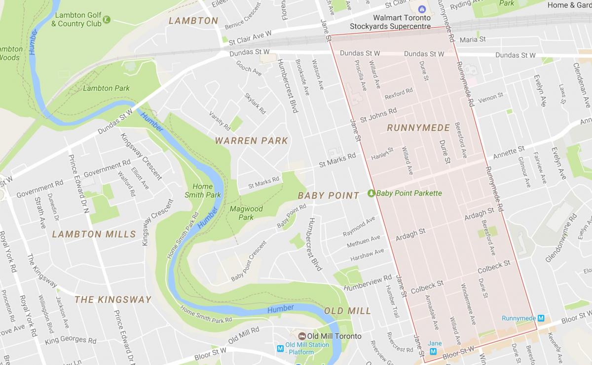 Карта Раннімід районі Торонто