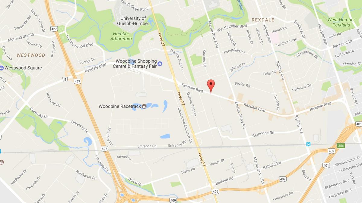 Карта Рексдэйле бульварі Торонто