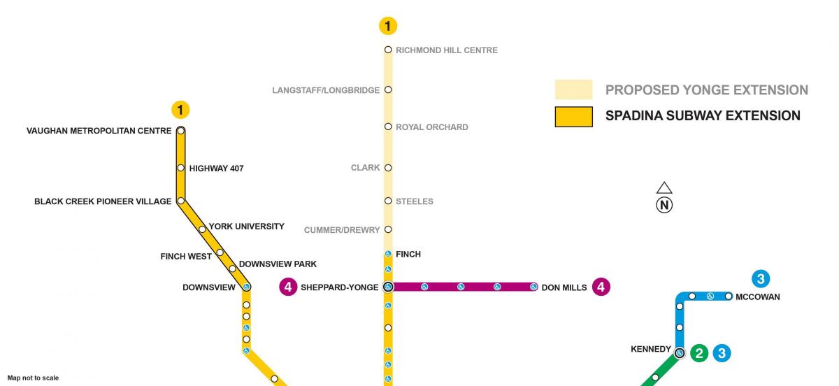 Карта Торонто розширення метро 